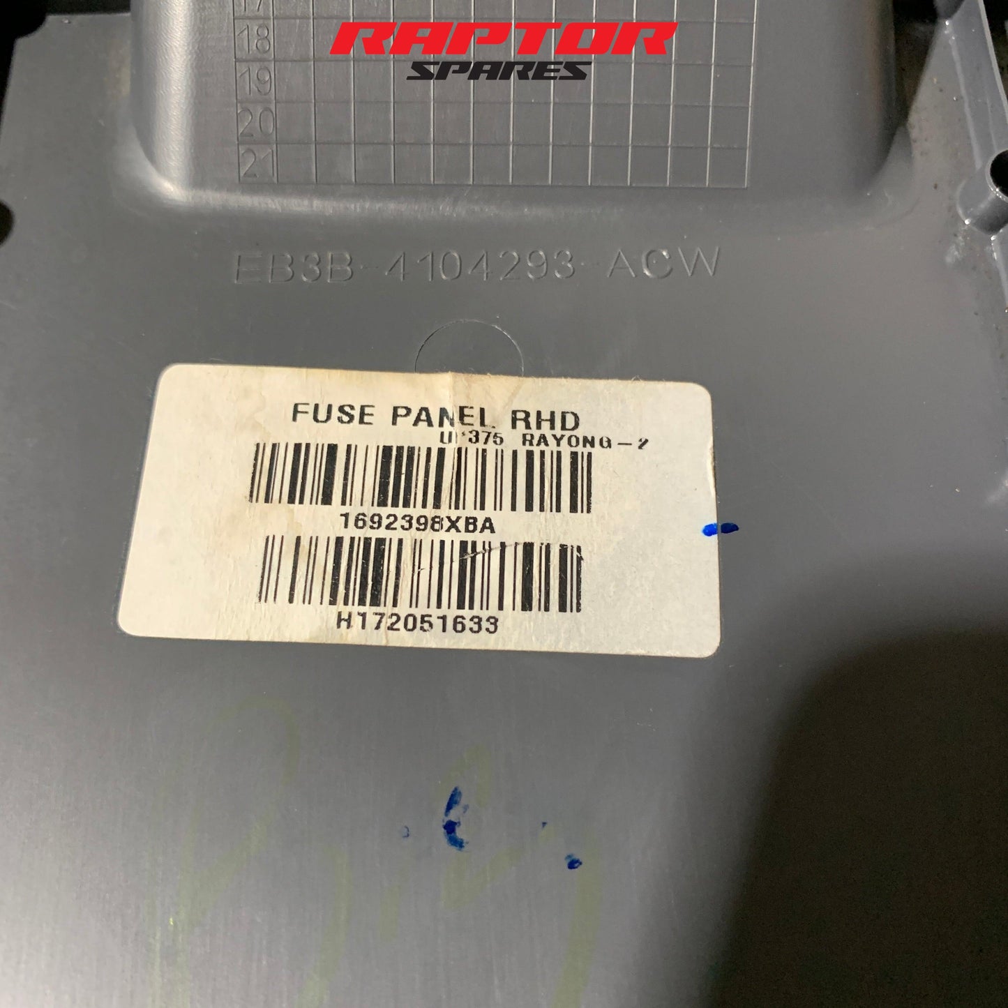 Ford Ranger PX2 PX3 Everest 2015–2022 Fuse Panel Cover OBD EB3B-4104293-ACW OEM