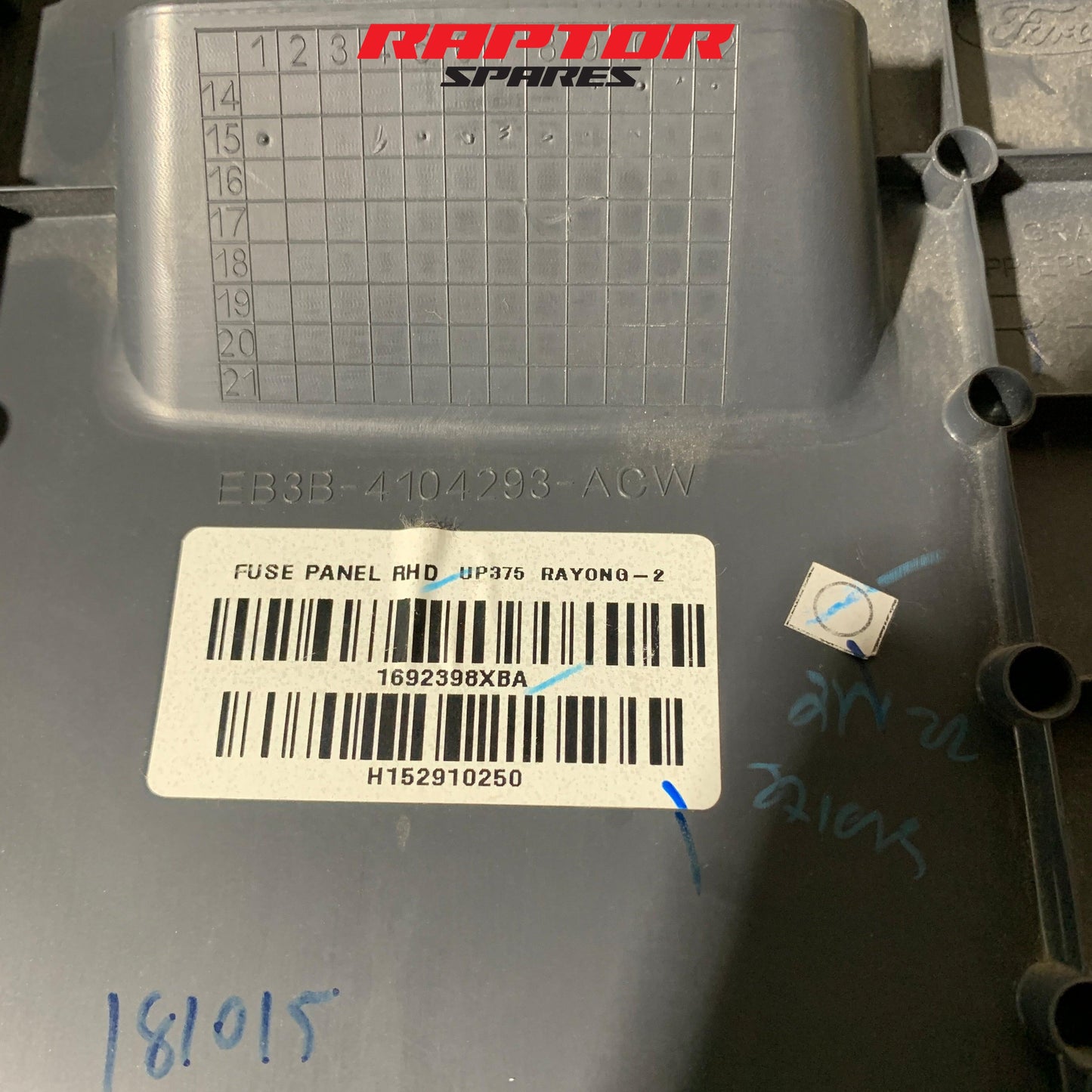 Ford Ranger PX2 PX3 Everest 2015–2022 OBD Fuse Panel Cover EB3B-4104293-ACW OEM