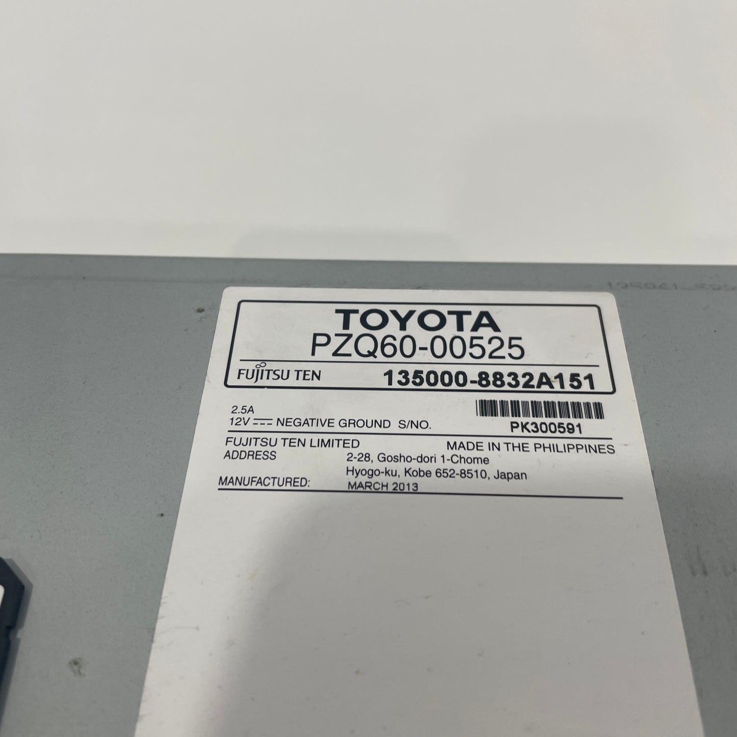 Toyota Corolla ZRE182 2012–2015 Head Unit Display PZQ60-00525 OEM
