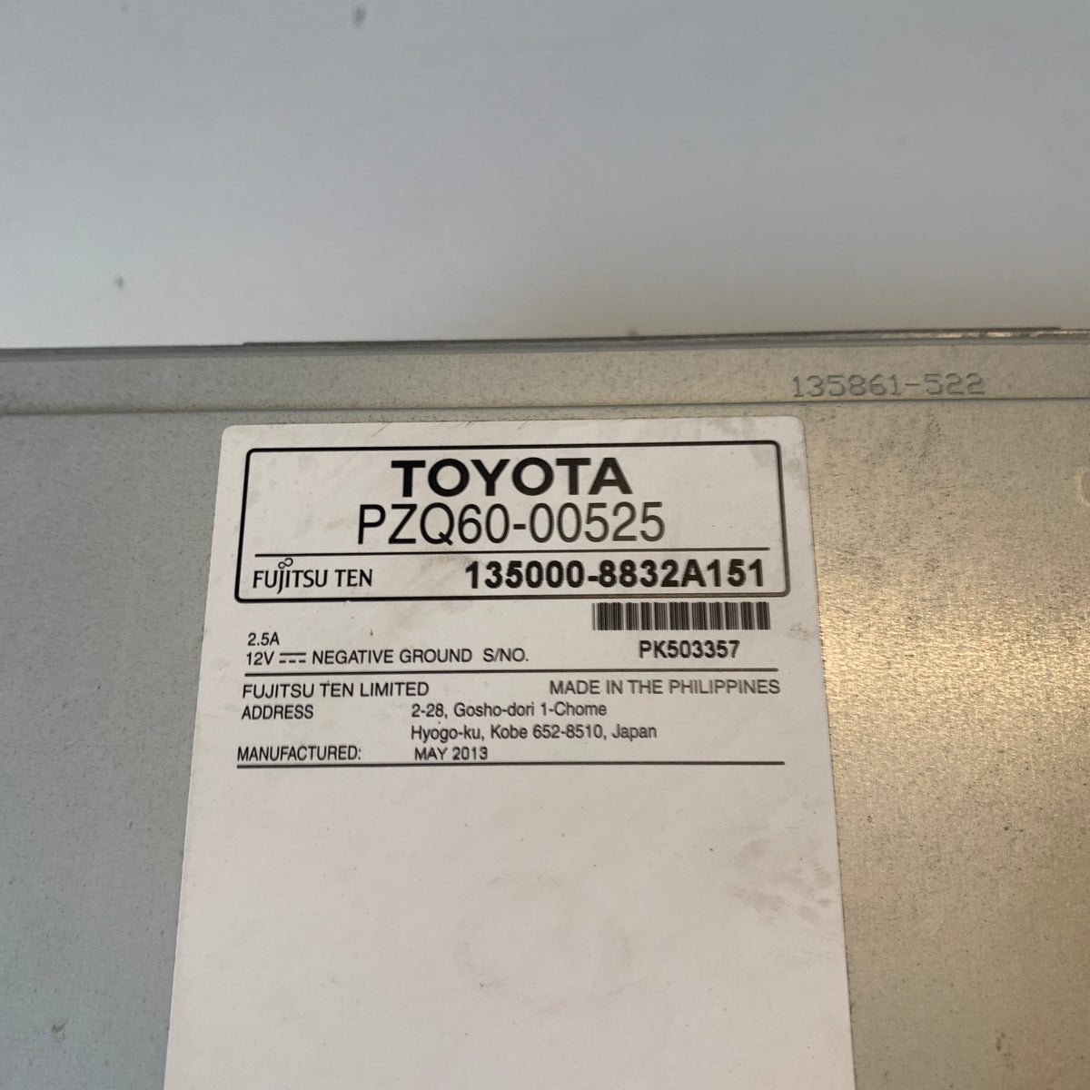 Toyota Corolla ZRE182R 2012-2015 Head Unit PZQ60-00525 | OEM